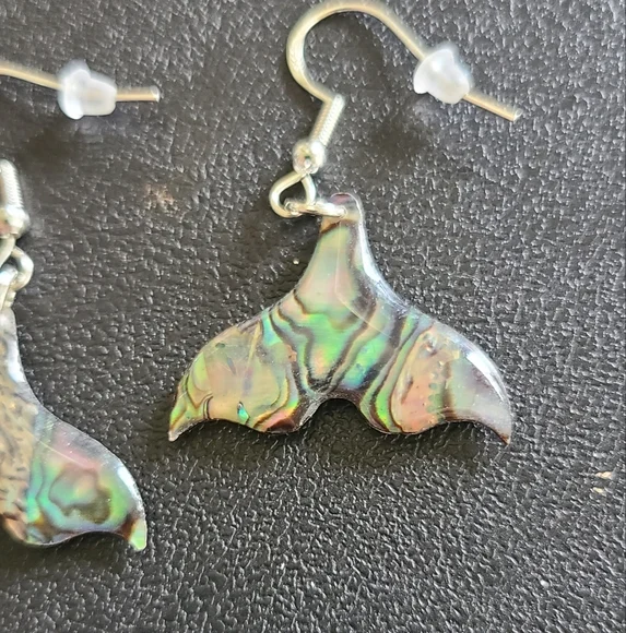 Handcrafted Mermaid Tail Resin And Abalone Earrings - Picture 3 of 5